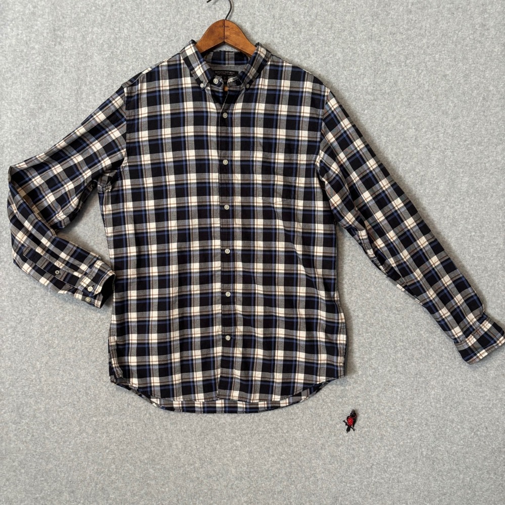 Banana Republic Men's Large Tall Button Down Shirt Plaid Luxe‎ Flannel Slim Fit